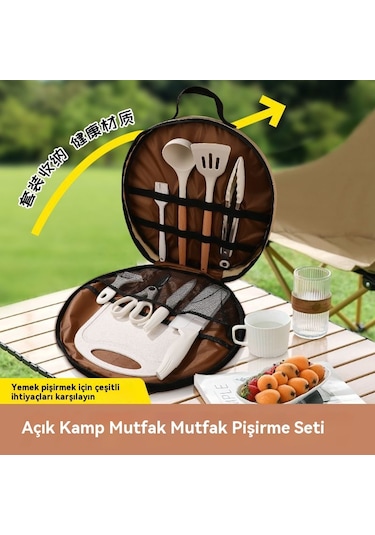 Açık Bıçak Seti Taşınabilir Mutfak Seramik Mutfak Bıçağı Meyve Bıçağı Kesici Kamp Pikniği Seramik Mutfak Eşyaları On Set Yuvarlak Çanta Çok Renkli