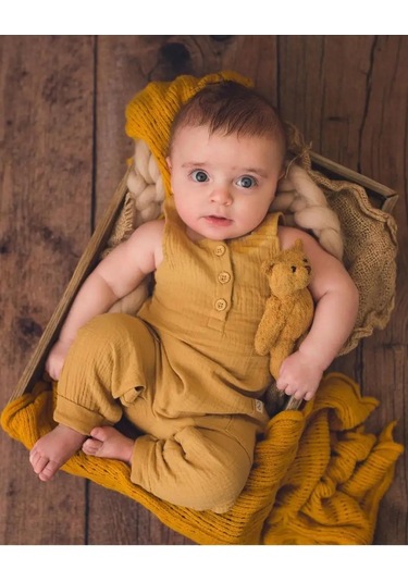 Carter's Yeni Doğanlar İçin Pantolonlu Muslin Tulum 144230103 Hardal Rengi