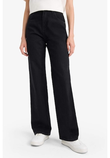 Defacto 90s Wide Leg Yüksek Bel Uzun Jean Pantolon E9125ax25aunm40 Siyah