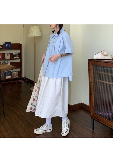 Sones Yüksek Bel Drape Etek Bol Ve İnce Orta Uzunlukta A Kesim Etek Beyaz