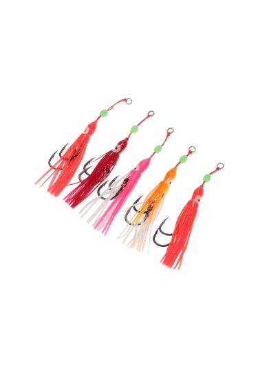 Teltree Deniz Balıkçılığı Işıklı Yumuşak Yem 5 Adet Silikon Kalem Balık Yemi, Parlak Yumru Ve İki Güçlü İğne İle