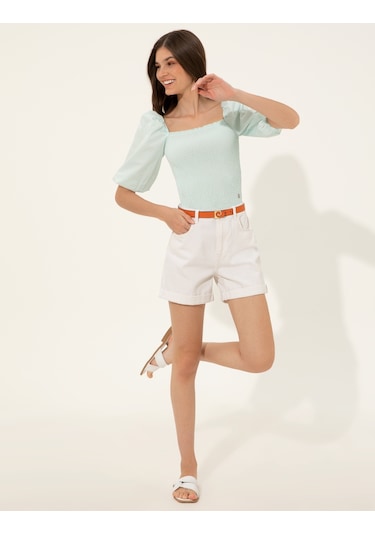 Pierre Cardin Kadın Aqua Kısa Kollu Bluz 50252152-vr007 Mint