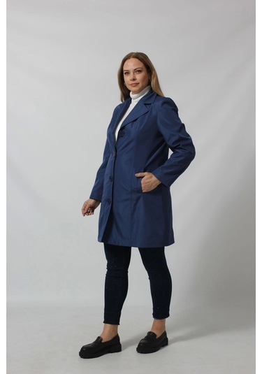 1670 Düğmeli Cep Detaylı Bondit Ceket Lacivert