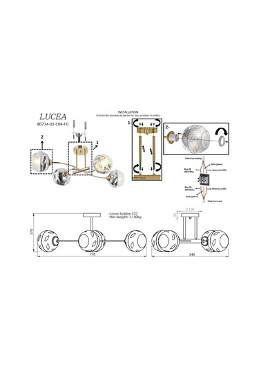 Lucea Foma 4'lü Altın Plafonyer 4xe27 Diğer