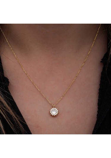 Artsmagazinmücevher Gümüş Gold Minimal Yuvarlak Anturaj Kadın Kolye