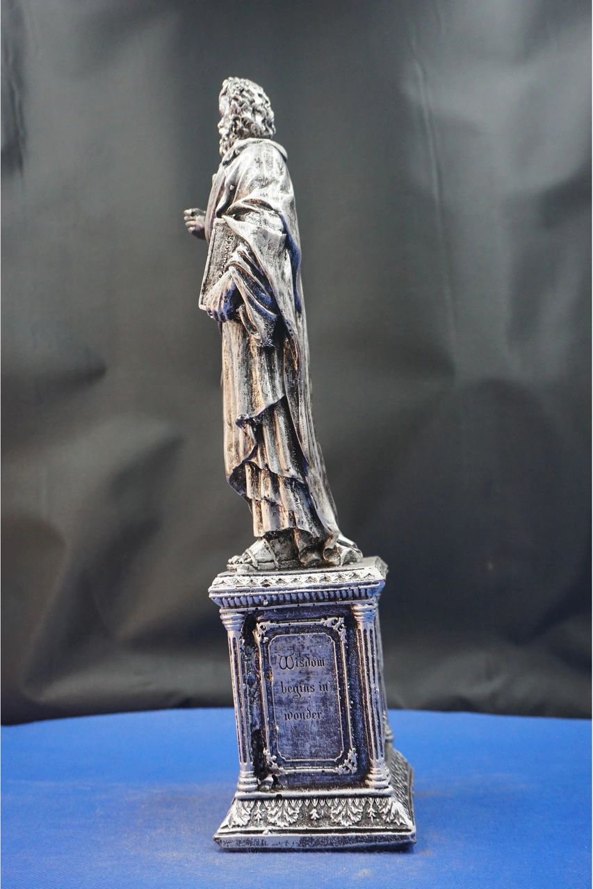 Atinalı Filozof Sokrates Heykel Biblo Bilgelik Ve Felsefenin Simgesi Hediyelik Aksesuar 35 Cm Gümüş