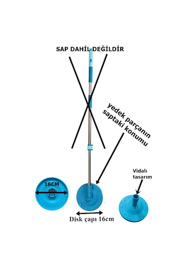 Motek Turbo Sap Yedek Disk Döner Başlıklı Mop Setler İçindir Sadece Yuvarlak Disk Kısmıdır