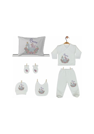 Pia Baby Gl 2203 İsme Özel Yastık Zıbın Set Krem