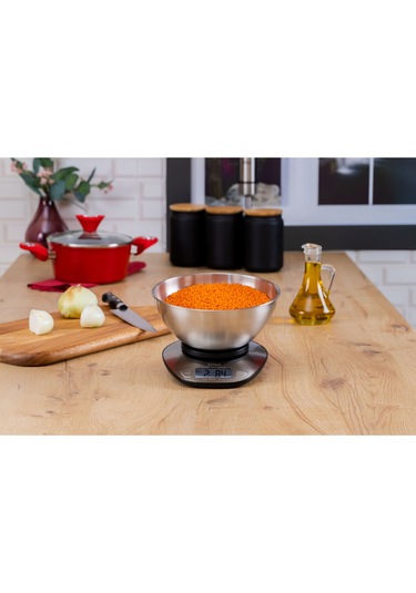Zln2960 Dijital Mutfak Tartısı 5 Kg 1 Gr Hassasiyet Paslanmaz Çelik Yüzey Pil Dahil Gri - Inox