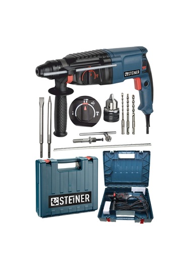 Steiner 3000 W Darbeli Kırıcı Delici Matkap + Mandren + 5 Parça Uç Seti
