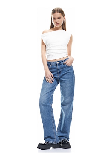 Koton Tek Omuz Detaylı Dokulu Asimetrik Yaka Drapeli Kolsuz Tişört Ekru 5sal30148ık Ekru