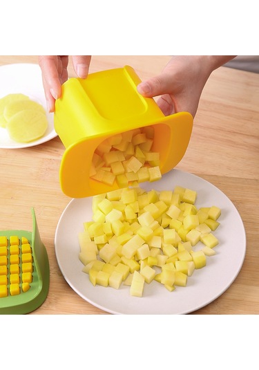 Reedark Mutfakta Patates, Salatalık Ve Sebzeleri Hızlı Kesmek İçin El Basmalı Çok Fonksiyonlu Kesici - Sarı Sarı