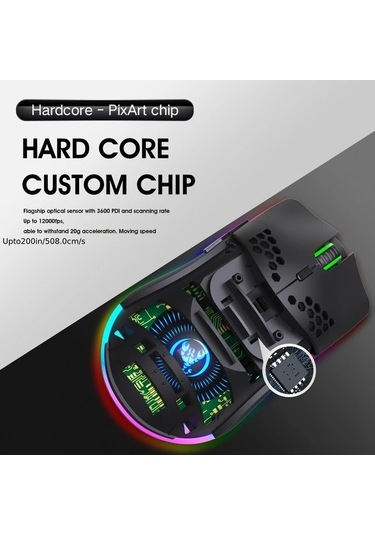 Besthome1 24g Kablosuz Rgb Faren, Sarj Edilebilir Pil, Petek Tasarım Beyaz Usb Fare, Sağ El İçin Rahatlık Diğer