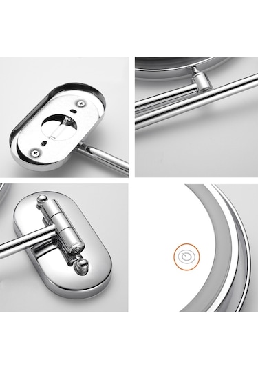 Cbtx Duvara Monte Yedi Kat Büyütme Çift Taraflı Led Işıklı Makyaj Aynası 8''