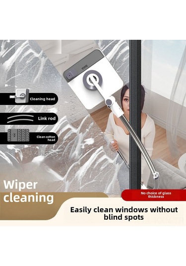 Kosona Ev İçin Yüksek Kat Pencere Temizleyici - Çift Taraflı Silecekli, Yüksek Kat Pencereler İçin Pratik Cam Temizleme Aleti Gri Beyaz Diğer