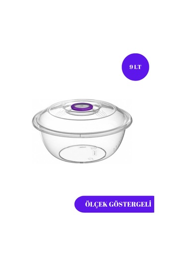 Şeffaf Badya Leğen Kapaklı Ölçek Göstergeli 9 Lt Beyaz