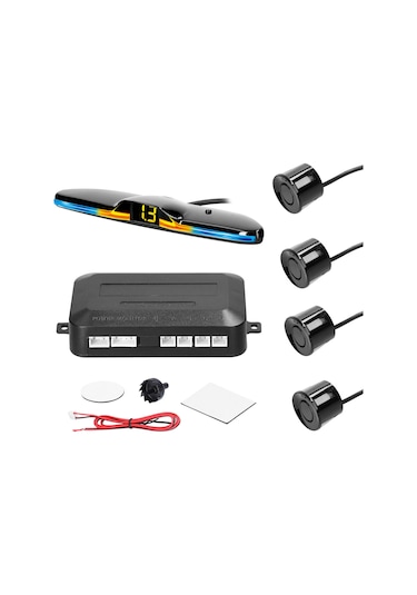 Dianziye Araç Geri Vurgu Sensörü Sistemi - 4 Siyah Ultrasonik Prob, 30-250cm Hassaslık, Adım Adım Sesli Alarm, Kolay Kurulum