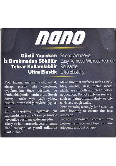 Geseus Nano Çift Taraflı Yıkanıp Tekrar Kullanılabilir Şeffaf Ban