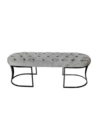 Viego Siyah Bench Puf Açık Gri