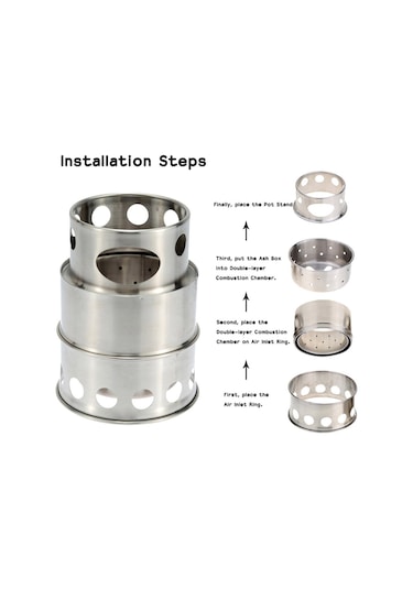 Geeksen Kamp İçin Taşınabilir Ahşap Ocağı - Çelik Yapısı, Kolay Kurulum, Mutfak İçin Delikli Tasarım, Siyah Ağ Çantası İle Taşınabilir Çok Renkli