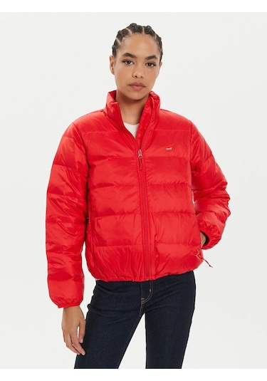 Levi's Oversize Kısa Şişme Kadın Mont - Günlük Minimalist Kırmızı
