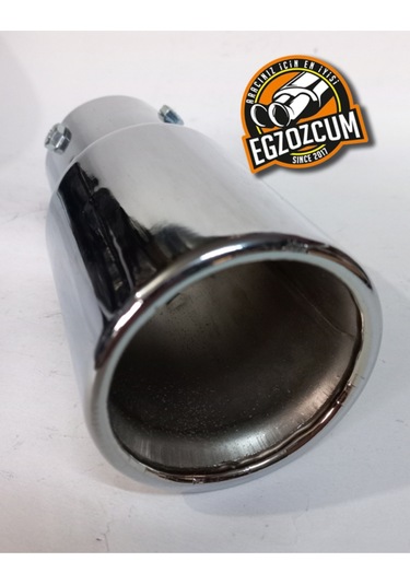 60 Mm. Yuvarlak Sessiz Nikelaj Vidalı Egzoz Eksoz Ucu Tekli Uyumlu