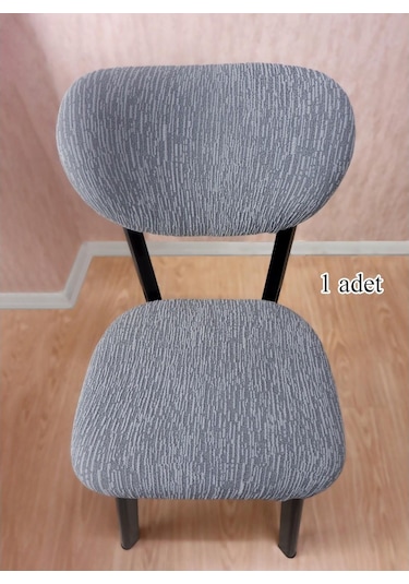 StarMall Bohem Jakarlı Sandalye Kılıfı Çubuk Desen 1 Adet Gri