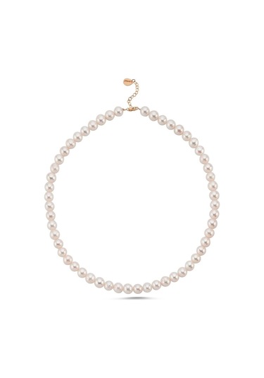 8,5 Mm Sıralı Doğal İnci Kolye Rose