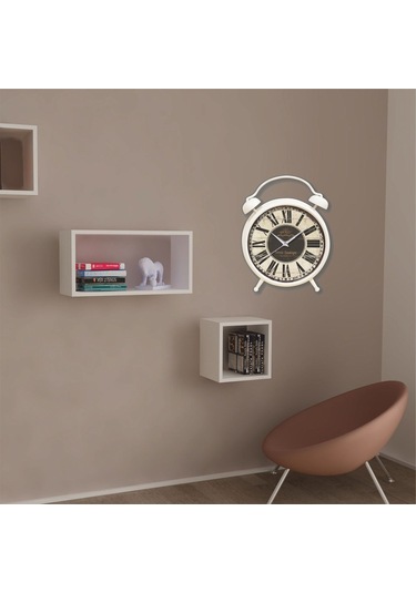 Romen Renkli Rakamlar Çalar Saat Görünümlü Masa Ve Duvar Saat Krem - Kahverengi