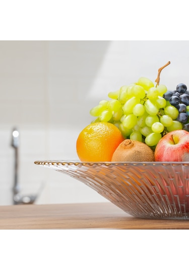 Porsima 31016 Newyork Altın Yaldızlı Cam Meyvelik Sunumluk 31 Cm