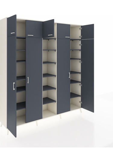 Hyperion Dolap 18 Raflı 9 Kapaklı 220x44x243 Aytaşı-antrasit/antrasit Antrasıt/antrasıt