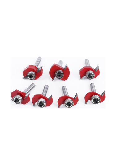 Dofolink Ahşap İşleme T-tipi Toplu Bıçağı Seti 8 Parça - Kenar Düzenleme Ve Yuva Kesme - 1/4 Uç, 1/2 Genişlik