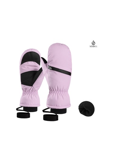 Kalınlaştırılmış Kışlık Su Geçirmez Snowboard Eldivenleri Mor