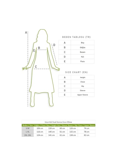 Uzun Kol Vual Gonca Uzun Elbise Tomurcuk Desen Yeşil 6170-yeşil