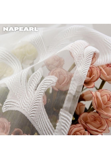 Beyaz 1 Pc Napearl Jakarlı Sırf Ev Dekor Için Jakarlı Tül Perde