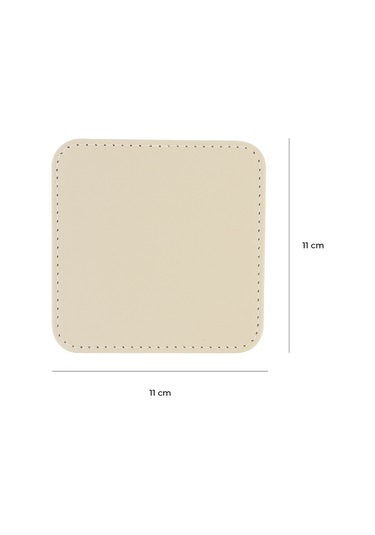 Bardak Altlığı,6 Lı Set,masaüstü Kare Cup Coaster,vegan Suni Deri,11x11 Cm.,bej