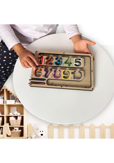 Tineke Manyetik Eğitici Renkli Sayma Ve Eşleştirme Labirenti Eğitim Oyuncağı - Ahşap Montessori Oyunu Sayı