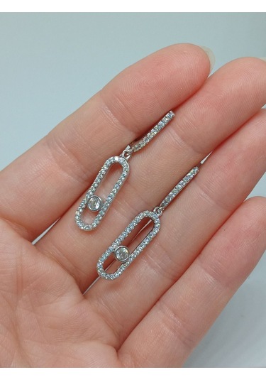 925 Ayar Gümüş Mess Halka Model Küpe Şık Ve Modern Tasarım Gümüş