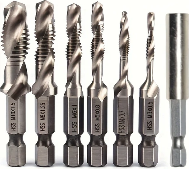 Chuangyinshop G 6pcs 2si1 Matkap Ucu Ve Kılavuz Seti 1/8-3/8 Inç 1/4 Heks