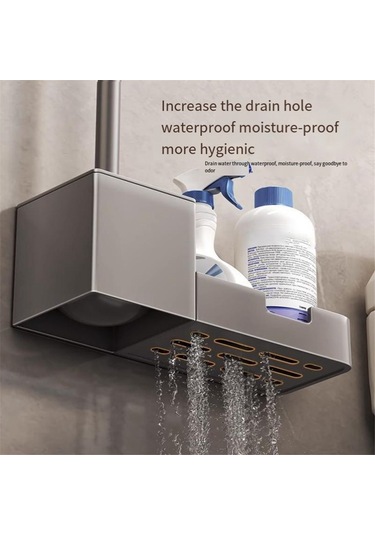 Delinmeyen Tuvalet Fırçası Tutucu, Raflı, Ev Tipi Tuvalet Fırçası Siyah