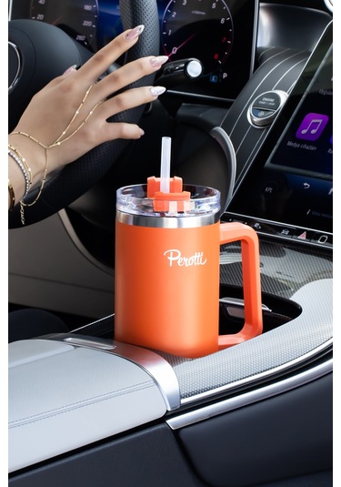 Perotti 17236-5 Colte V2 Paslanmaz Çelik Sporcu Termos Bardak Matara Turuncu 1,2 Lt Turuncu