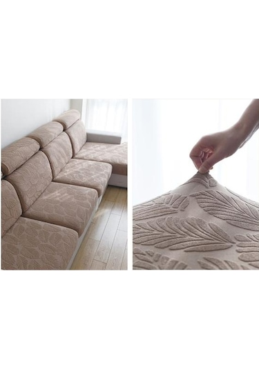 Kahve Kanepe Örtüsü Elastik Kaymaz Kolay Temizlenebilir İnce İşçilik Yaprak Desenli Kanepe Örtüsü Ev Yaşamı D