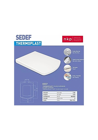 Kare Sedef Klozet Kapağı Beyaz Yavaş Kapanan