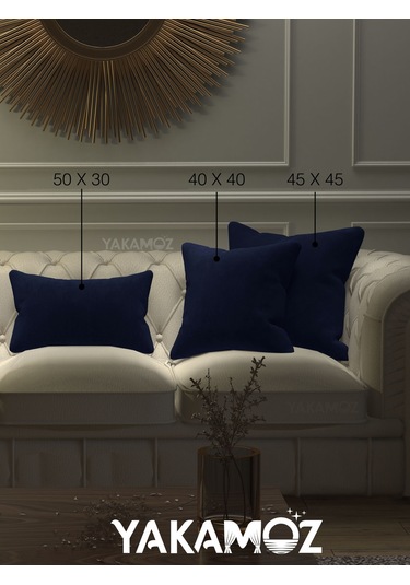 Lacivert Kırlent , Yastık Kılıfı Kadife Görünümlü Velvet Touch Serisi Lacivert