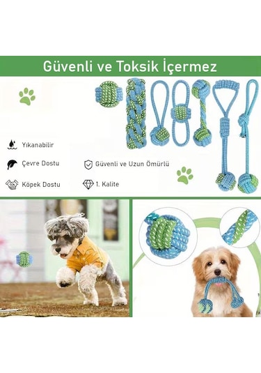 Valkyrie 7 Parça Köpek Halat Oyuncak Seti Isırma Çekiştirme Eğitim Toplu İp Oyuncağı