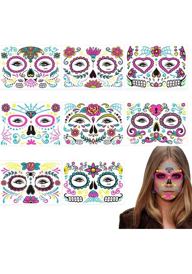 Trendooze Yüz, Yetişkinler Vücut Ve Ve Stickers Set Sanatı Pcs Parti Mükemmel Kol, İçin İçin Glow Floresan Favors Dıy Dekorasyonları Çocuklar Çıkartmalar Çıkartmalar Cadılar Bayramı Bacak, Aydınlık 8 - Rx