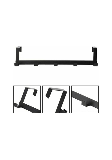 Besthome1 5 Kanca Rustsuz Kapı Kurulu Beşik Dolap Organizatörü, Delme Yok Kurulum, 5 Kg Yük Kapasite, Siyah Demir Malzeme Siyah