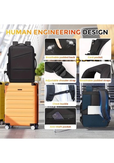 Xuweiwei Siyah Moda Trendi İşletme Bilgisayar Sırt Çantası Rahat Seyahat Nefes Alabilir Hafif Şık Erkek Kadın Siyah