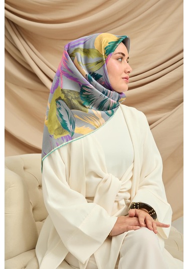 Silk Home Twill İpek Eşarp 11480-51 Metalik Gri, Pembe, Mor, Yeşil, Yağ Yeşili