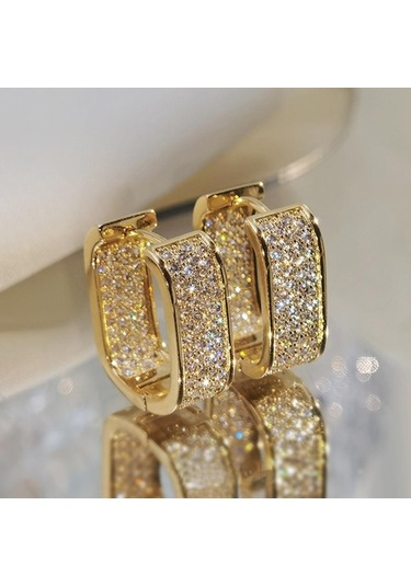 Altın Kadınlar İçin Kübik Zirkonlu Lüks Moda Yüzükler, Altın Gelin Aksesuarları, Düğün Küpeleri, Sevgililer Günü Hediyesi, Takı Altın